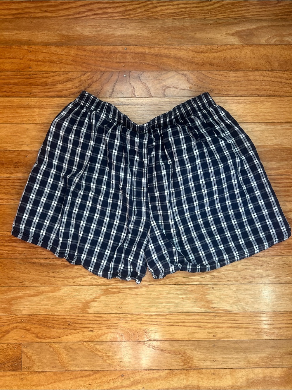 Navy Plaid Elastic Waist Men’s Boxers/Women’s Boxer Shorts